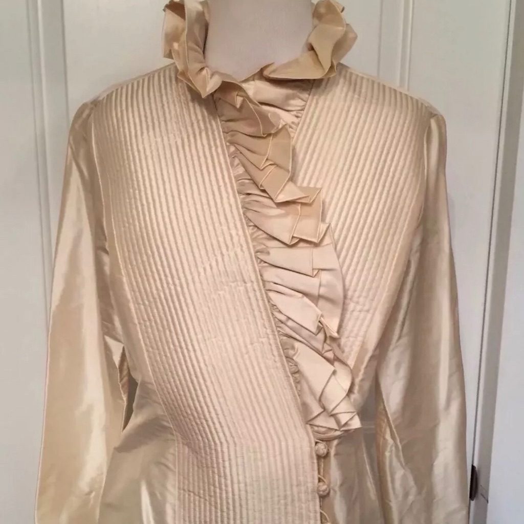 Ellen Tracy Women's Wrap Blouse Light Beige